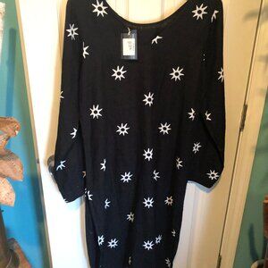 Women's Black and White Linen dress/ or tunic top by NGO BOLINGO size Large